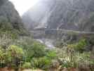 The waterfall was diverted over a section of the road