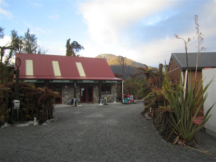 The Rainforest Retreat in Franz Josef. Very nice hostel and a rare moment of morning sunshine which didn't last