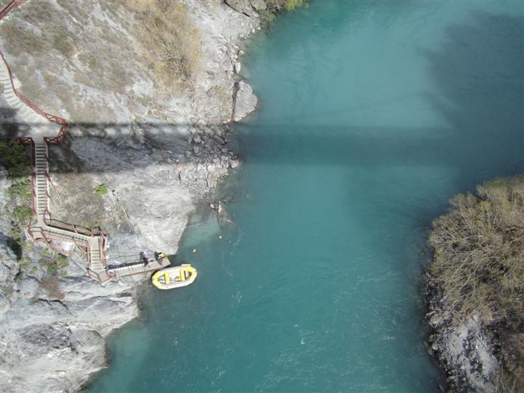 View from the bridge. The dinghy brings you in rather than you being winched up