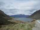 Lake Hawea. On the other side of the thin strip of land on the right, called "The Nick" (or Neck in English) is Lake Wanaka